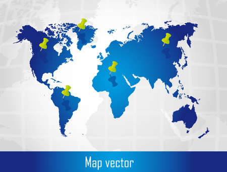 blue map with push pin over silver background. vectorのイラスト素材