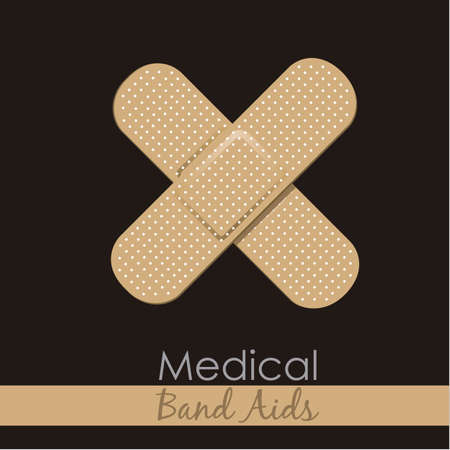 Bandages forming a cross on brown background.のイラスト素材