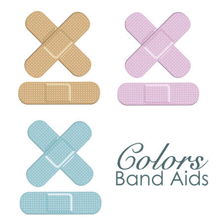 Pastels color band aids isolated ove white background. vectorのイラスト素材