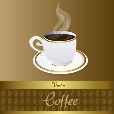 Coffee cup with coffee beans background, brown. Vector illustratorのイラスト素材