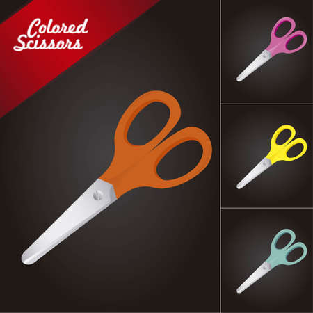 Set of Colored scissors over black background, vectorのイラスト素材