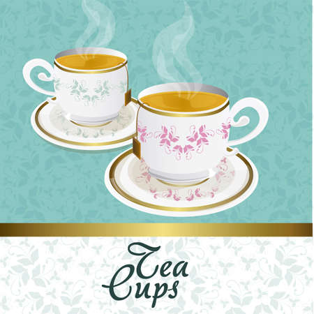 blue and gold elegant tea background vintage, vector illustrationのイラスト素材