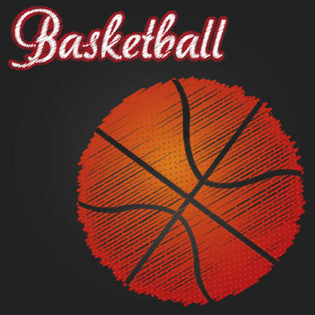 ball basketball drawing over black background, vectorのイラスト素材