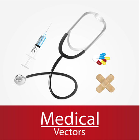 four medicine icons isolate background, vector illustrationのイラスト素材