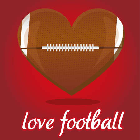 american footbal illustration shaped heart, over red backgroundのイラスト素材