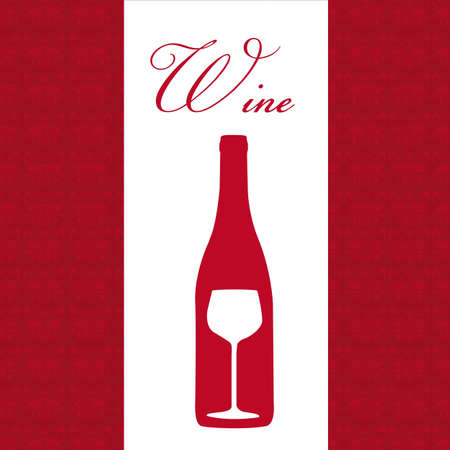 wine bottle and cup over red backgroundのイラスト素材