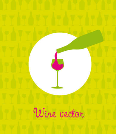 colorful wine bottle and cup over green background.のイラスト素材