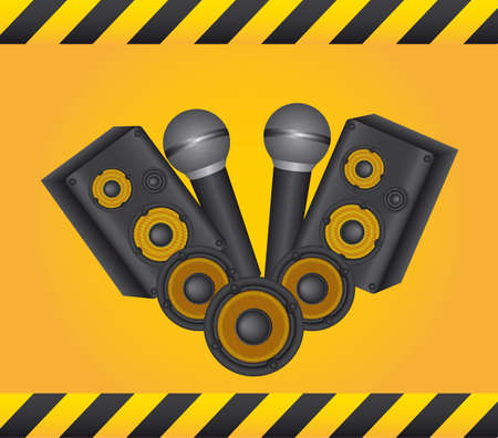 musicals instruments over yellow background.のイラスト素材