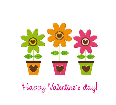 cute flowers over white background, valentines dayのイラスト素材