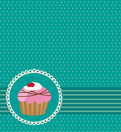 cute card with cup cake, aquamarine. のイラスト素材