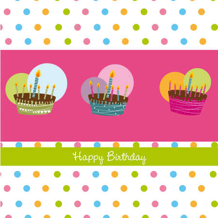 happy birthday card with cakesのイラスト素材