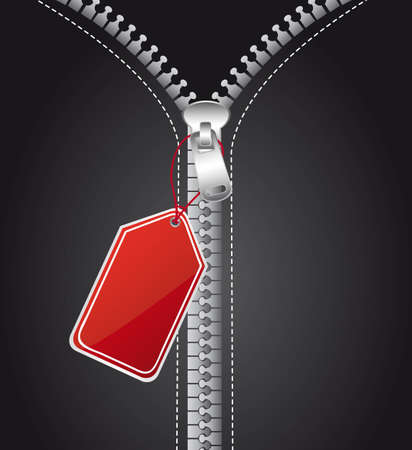 silver zip with red tag, backgroundのイラスト素材