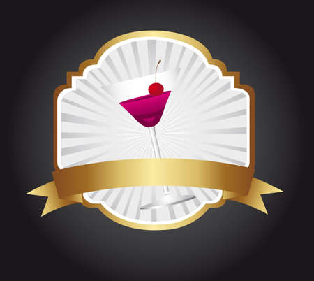 Cup ok wine label on black backgroundのイラスト素材