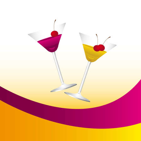 Champagne cups on colors backgroundのイラスト素材