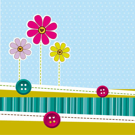 cute flowers with frame over cute background. vectorのイラスト素材