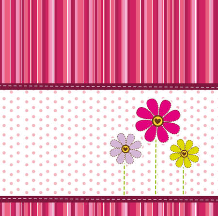 cute flowers over greeting card. vector illustrationのイラスト素材