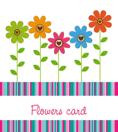 cute flowers with stripes background. vector illustrationのイラスト素材