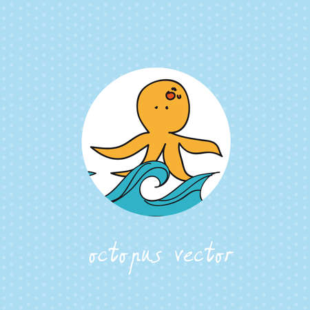 cute octopus with sea over blue background. vector illustrationのイラスト素材
