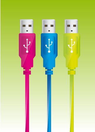 colorful usb plug over green background. vector illustration