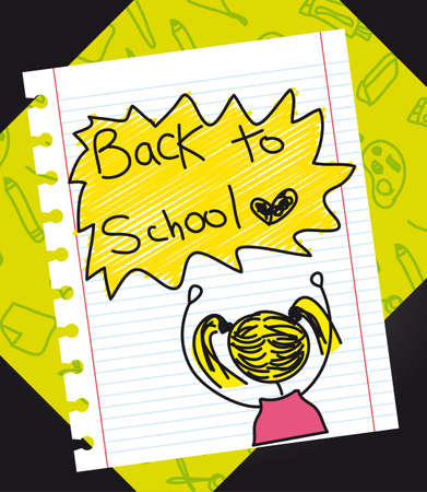 back to school text over paper. vector illustrationのイラスト素材