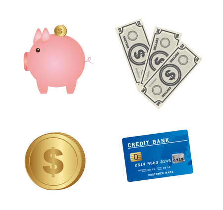piggy with money and credit cart, business icons. vectorのイラスト素材