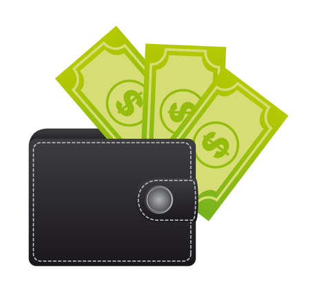 leather wallet with bills over white background. vectorのイラスト素材