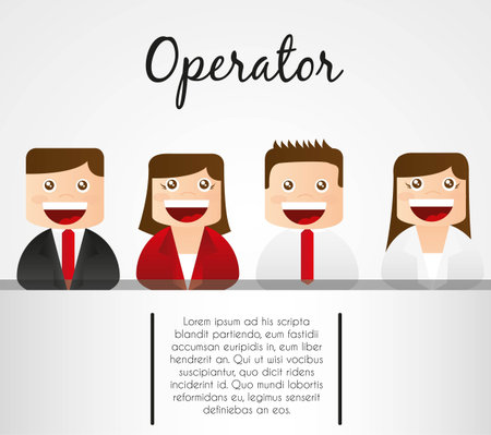 men and women operators stripe on white background for textのイラスト素材