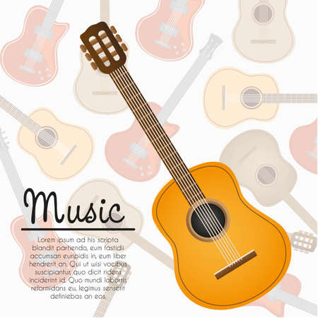 acoustic guitar with space for text on background guitar patternのイラスト素材
