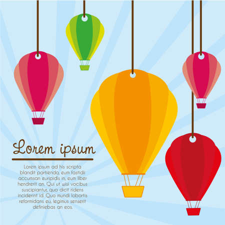 hot air balloon  hanging on background lines illustrationのイラスト素材