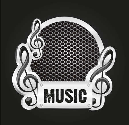 musical metal label with grid pattern, vector illustrationのイラスト素材