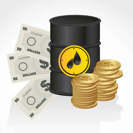 gallon of petroleum, with banknote and coins, vector illustrationのイラスト素材