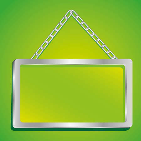 metal frame with glass and chain on a green backgroundのイラスト素材