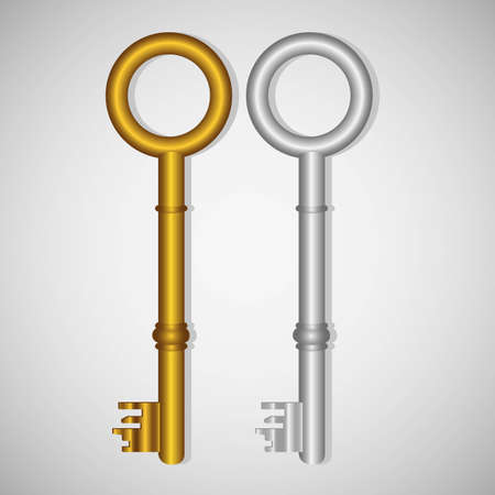 old gold and silver keys on gradient backgroundのイラスト素材