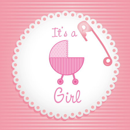 label baby shower background of green lines, it's a grilのイラスト素材