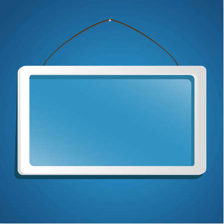 glass frame suspended from a rope isolated on blue backgroundのイラスト素材