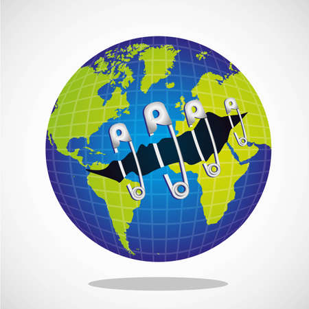 world with safety pins illustrationのイラスト素材