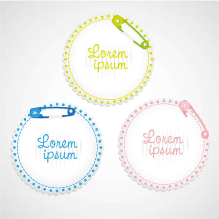 hang labels with safety pin on bottom linesのイラスト素材