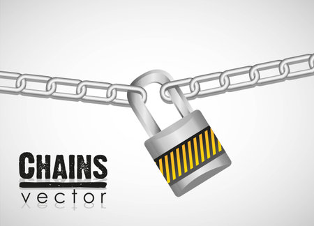 gold chains attached by a padlock illustrationのイラスト素材