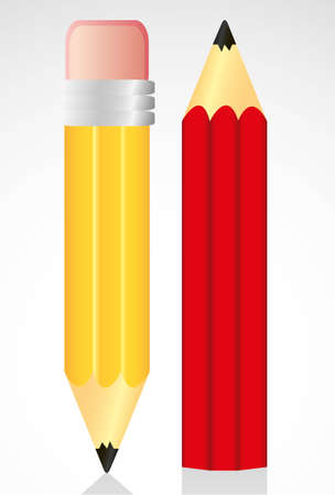 yellow and red pencil isolated on white backgroundのイラスト素材