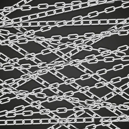 silver chains superimposed on a white background illustration