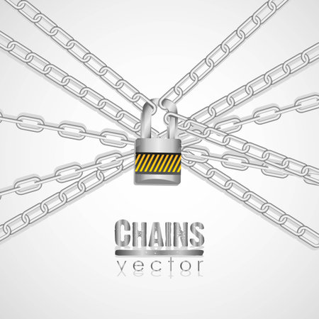 Silver chains attached by a padlock illustration