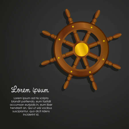 Boat rudder isolated on black background, vector illustrationのイラスト素材