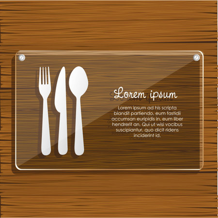 glass plate on wooden background, for restaurant, vector illustrationのイラスト素材