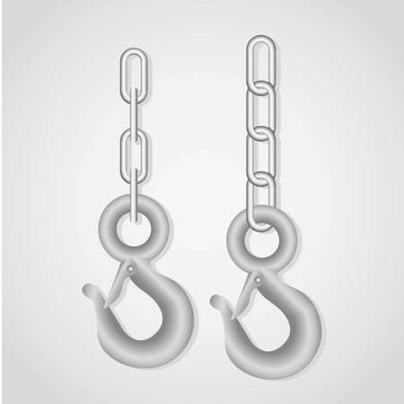 metal hook with chain links, vector illustrationのイラスト素材