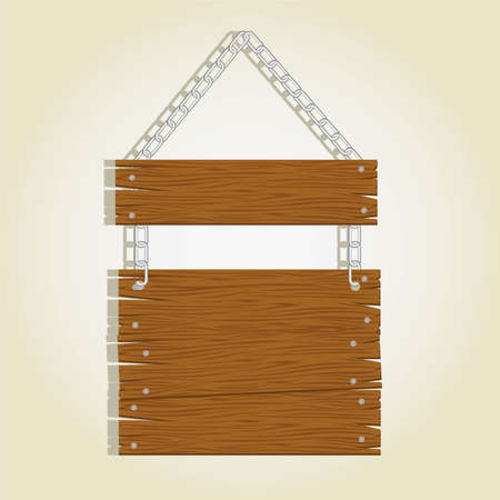 wooden boards with chain for messages, vector illustrationのイラスト素材