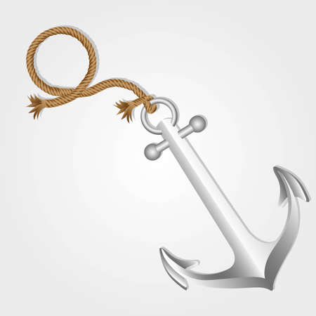 silver anchor hanging from a  silver link chainのイラスト素材