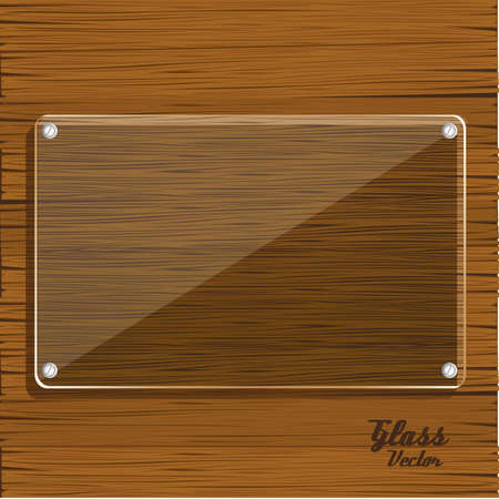 glass plate on wooden background clean, vector illustrationのイラスト素材
