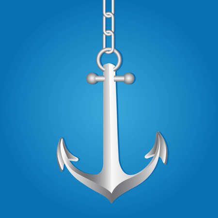 with silver anchor link chain, vector illustrationのイラスト素材