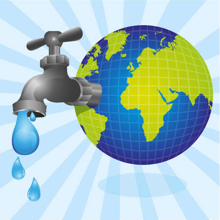 conceptual taps out of the planet earth and drippingのイラスト素材