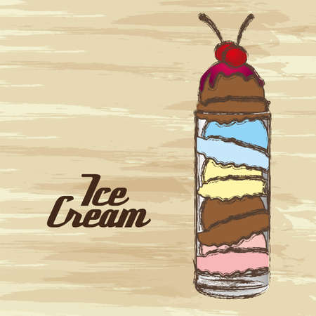 grunge edged ice cream on a cream backgroundのイラスト素材